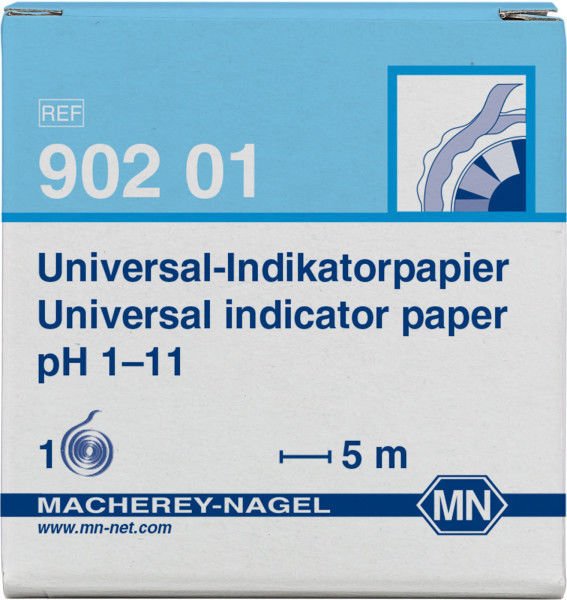 Papel indicador de pH 1-14 rangos varios en rollo x 5mts.