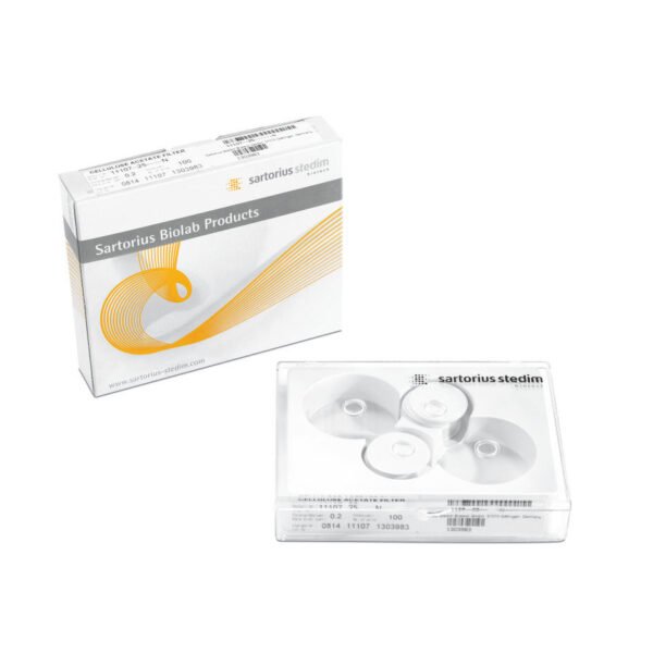 Filtro de membrana de acetato de celulosa (CA), 25mm diámetro 0.2µm poro, No estéril, x 100u.