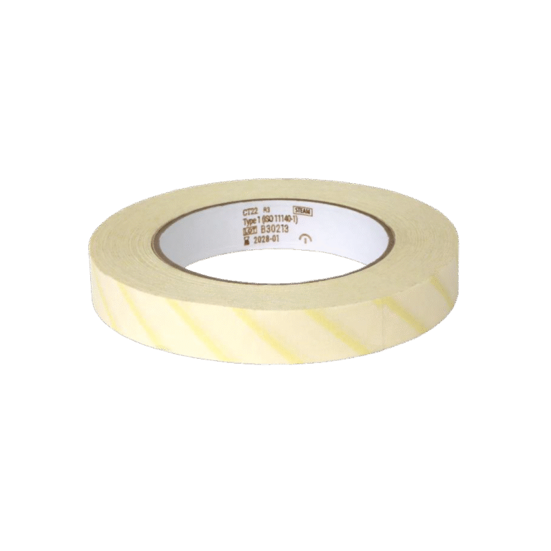 Cinta testigo para autoclave de 18mm ancho x 50 metros de largo (FDA)