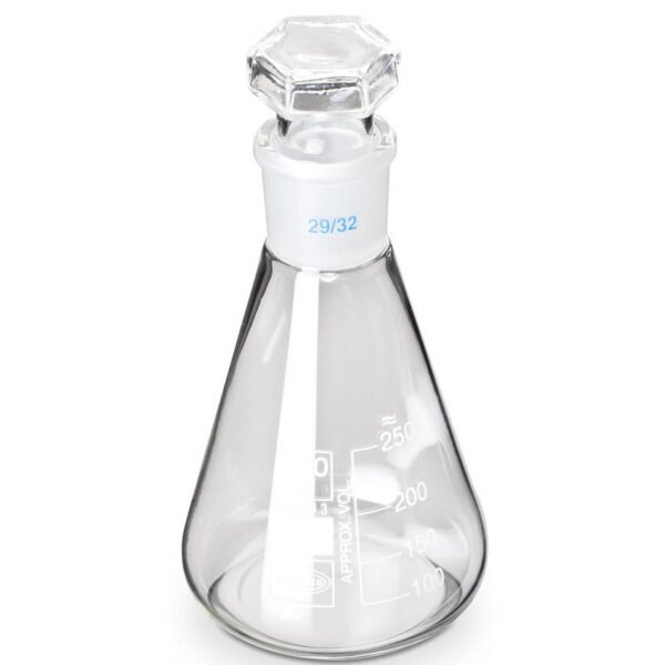 Erlenmeyer graduado con tapa de vidrio