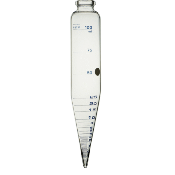 Tubo centrífuga cono corto - ASTM D96, API 2500 100ml