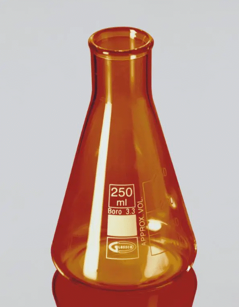Erlenmeyer graduado caramelo boca angosta