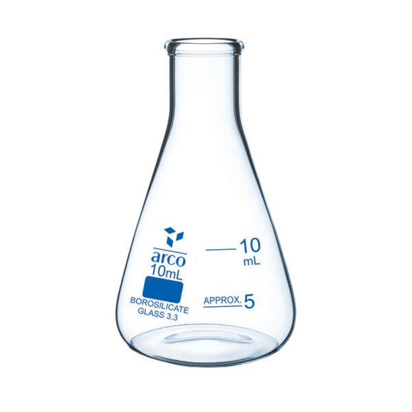 Erlenmeyer de vidrio borosilicato con boca angosta